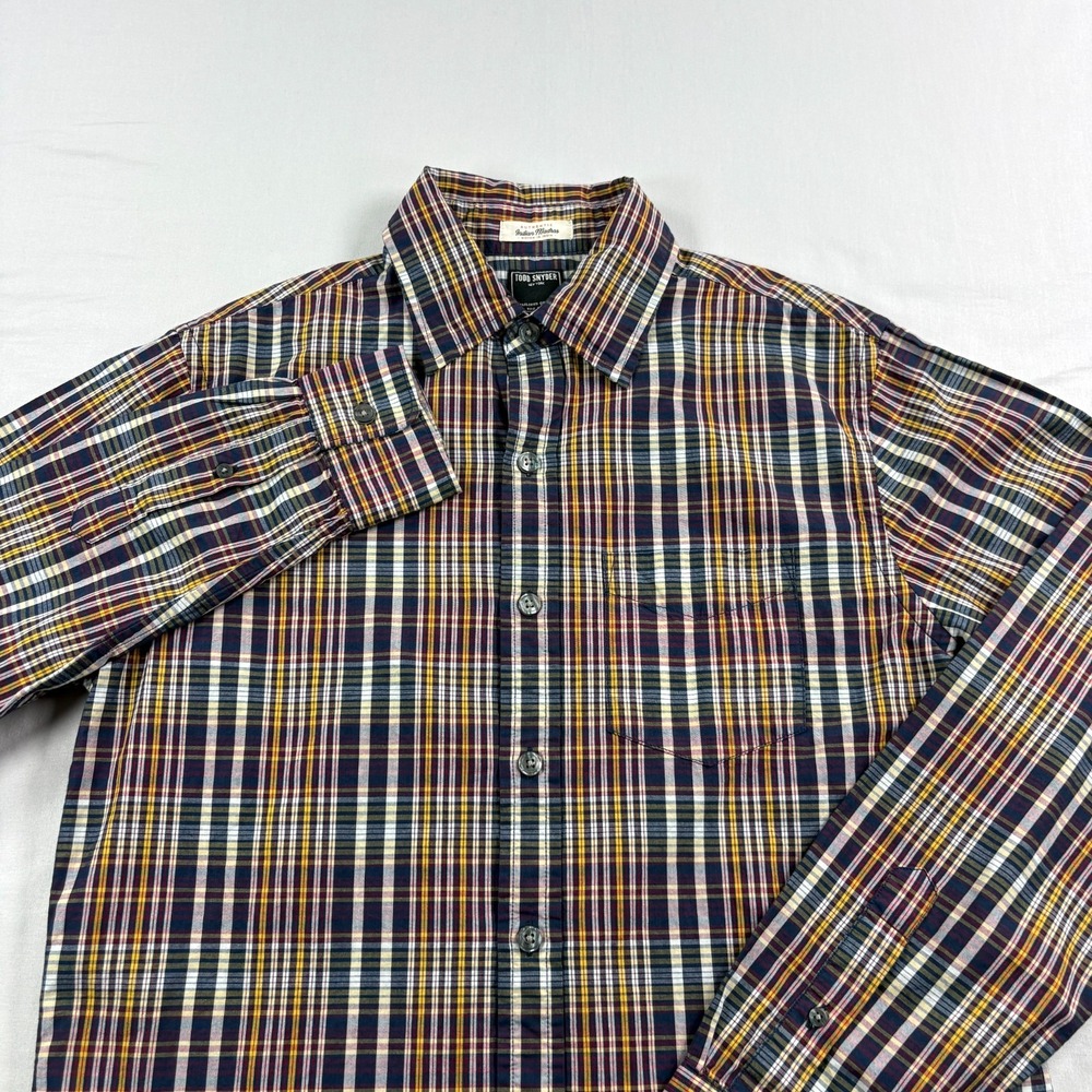 Todd Snyder Shirt Mens Small ndian Madras Plaid Button Up Long Sleeve